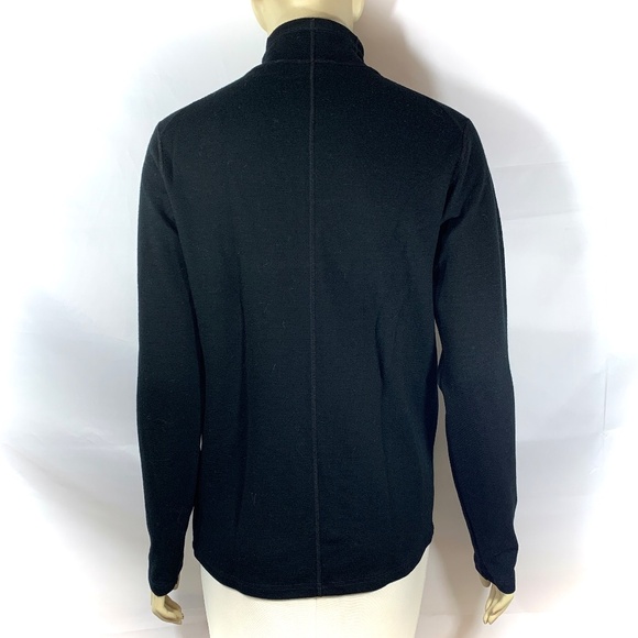 Ibex Full Zip Hi Collar 100% Merino N Zealand Wool Tight Knit Cardigan Blk Sz S - Picture 5 of 10
